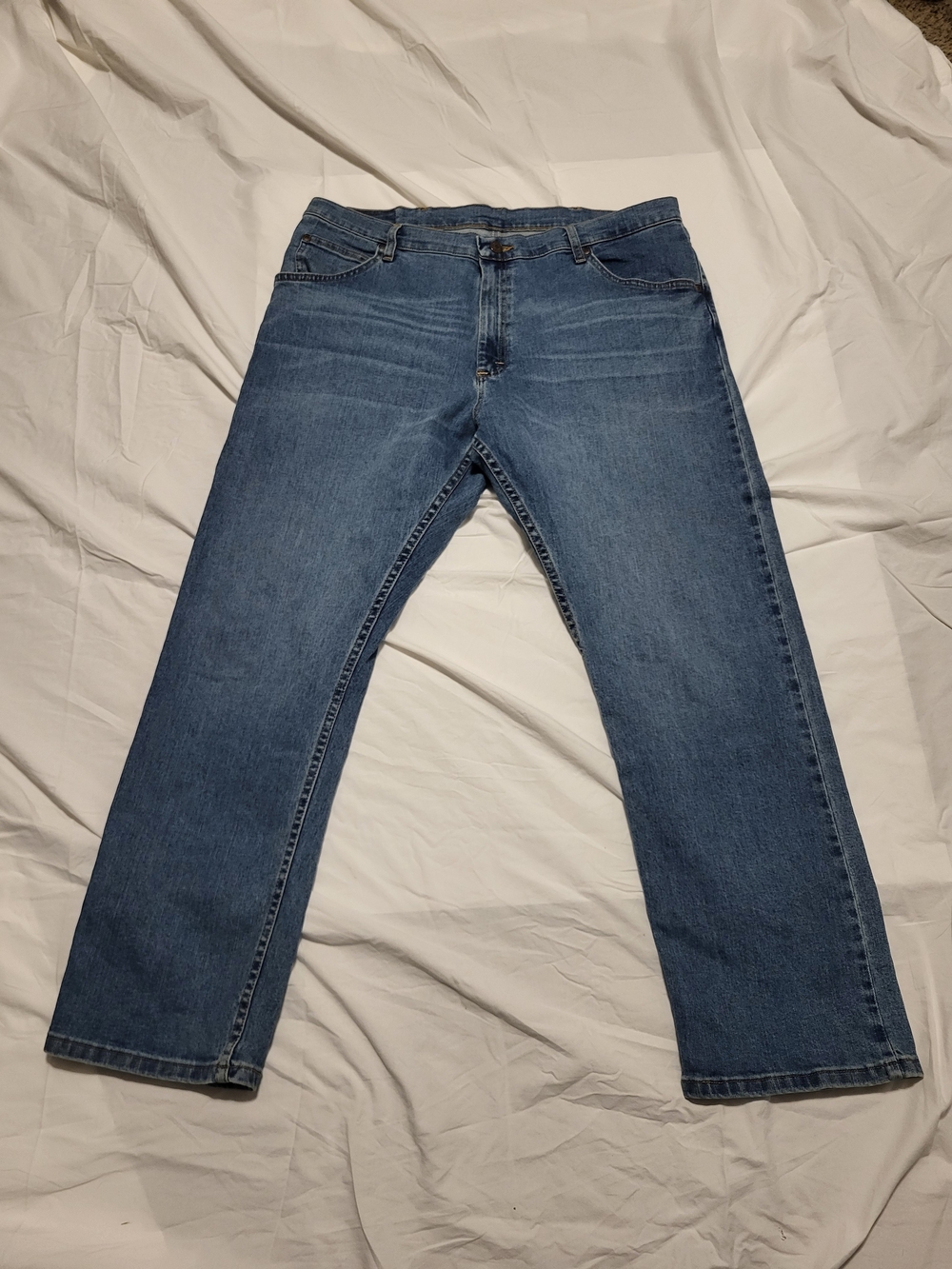 Wrangler Five Star Premium Denim Men's Straight Fit Stretch Jeans - 38x29 Blue